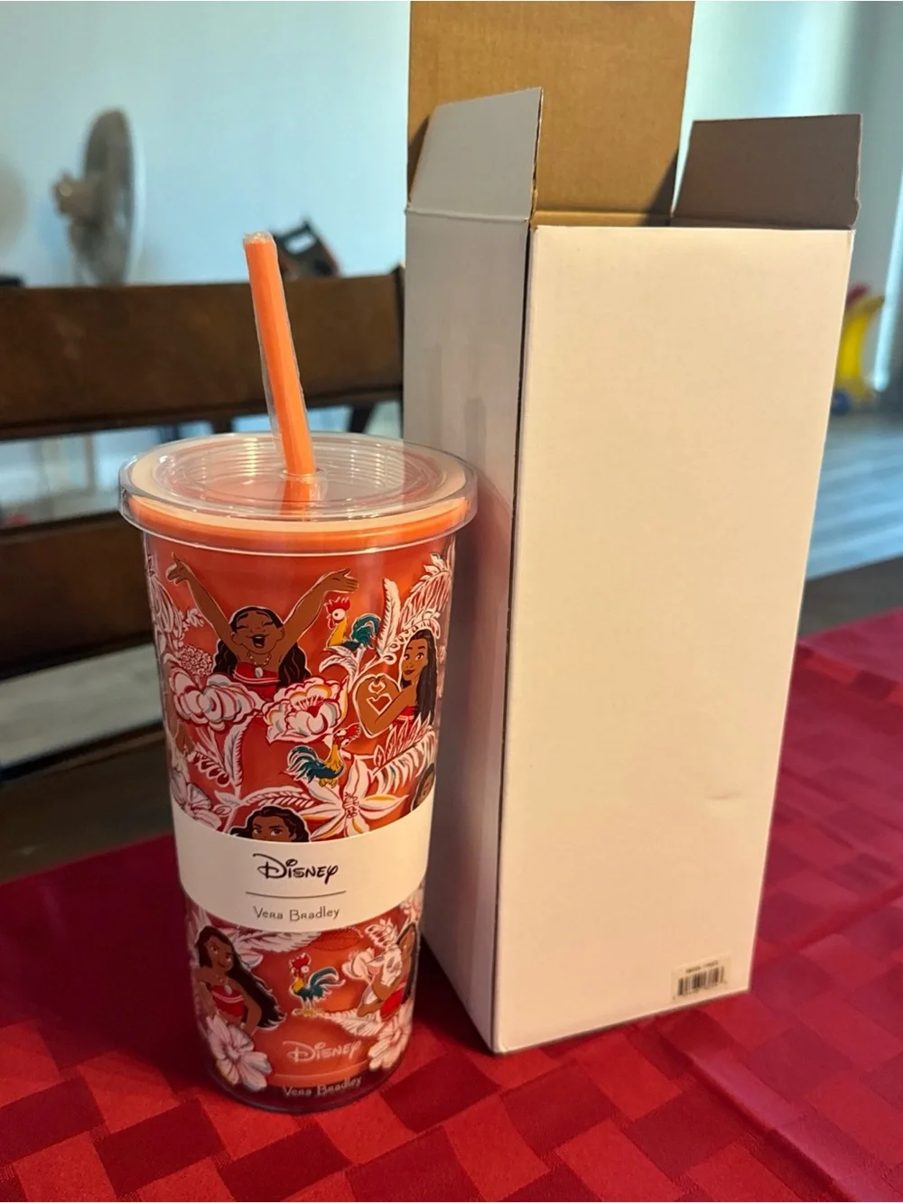 Vera Bradley Red Moana Floral Travel Tumbler with Straw